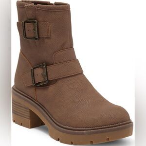 Brown Taupe Buckle Boots Platform Ankle Bootie with side zip
B O C BY BØRN